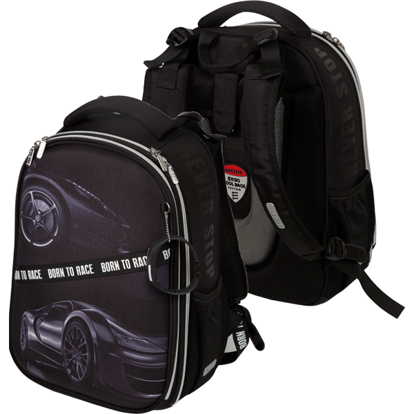 Рюкзак школьный deVENTE Choice Born To Race каркасный ортопедическая спинка + часы, арт. 7033228