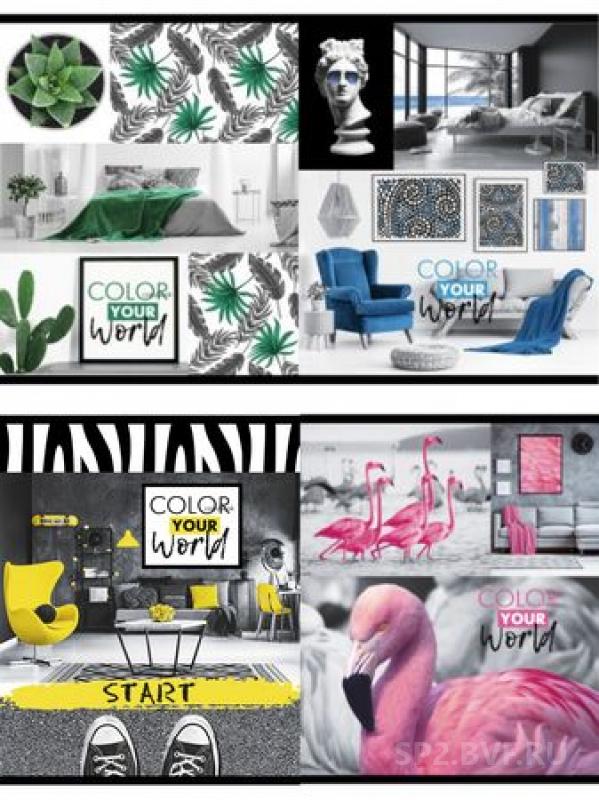 Тетрадь А5 36л клетка REMIX Контрастные дизайны ассорти, арт. 36-1006