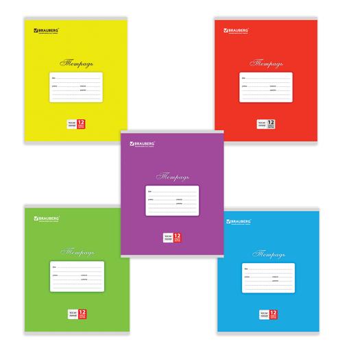 Тетрадь А5 12листов частая косая лин BRAUBERG ЭКО Пастельная с уголком ассорти, арт. 104509