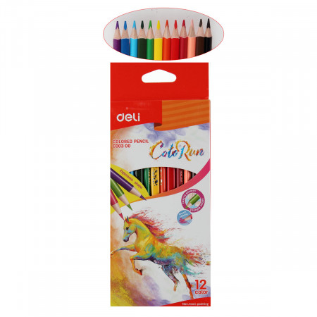 Карандаши цветные 12цветов DELI ColoRun трехгранные, арт. EC00300