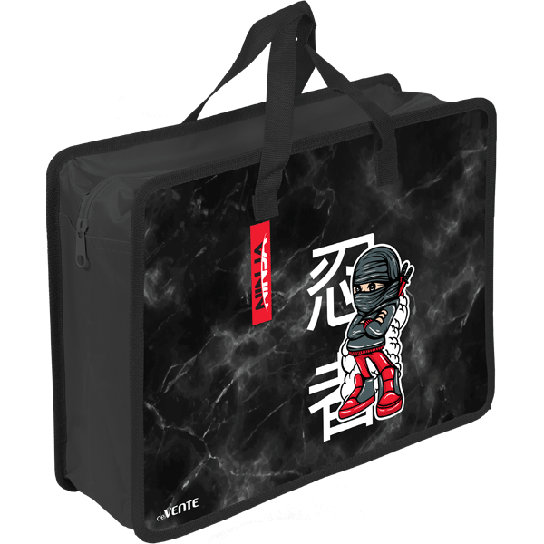 Папка для тетрадей А4 на молнии c ручками deVENTE Ninja 3D дно с расширением до 10см, арт. 8054329