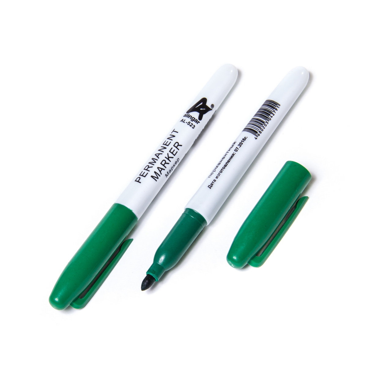 Маркер перманентный зеленый круглый 2мм ALINGAR AL- 523, арт. AL- 523