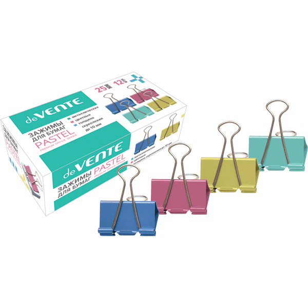 Зажим для бумаг 25 мм цветной deVENTE Pastel, арт. 4131315