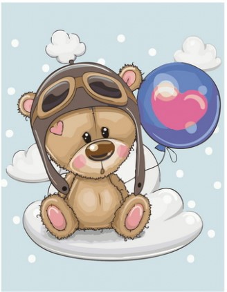 Картина по номерам с акриловыми красками 40*50 на подрамнике Медвежонок с шариком NN, арт. GX45990