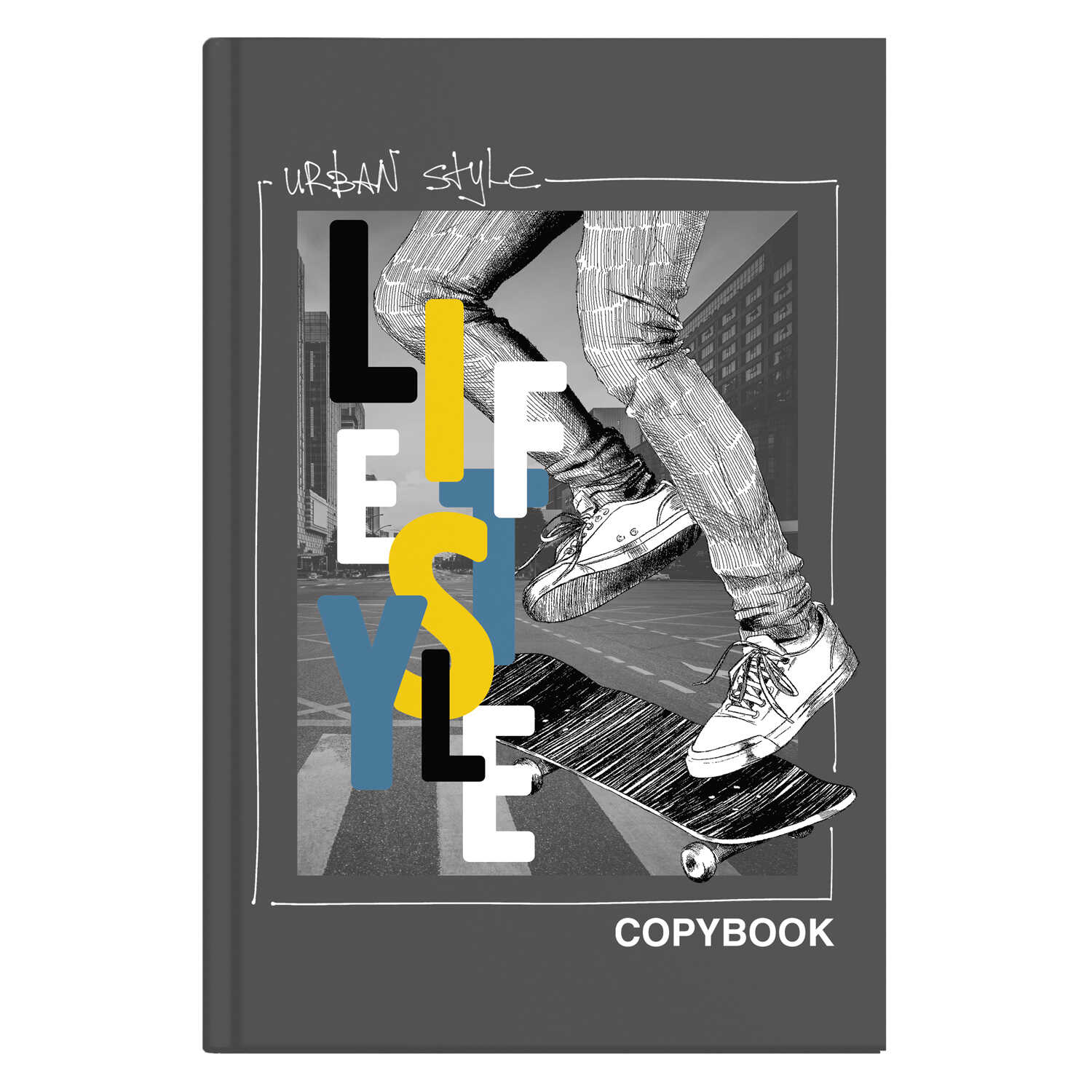 Блокнот А5 96л клетка ФЕНИКС Урбан твердая обложка, арт. 61541