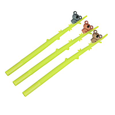 Ручка гелевая синяя с фигуркой Коала корпус силиконовый неоновый ассорти , арт. 591-058