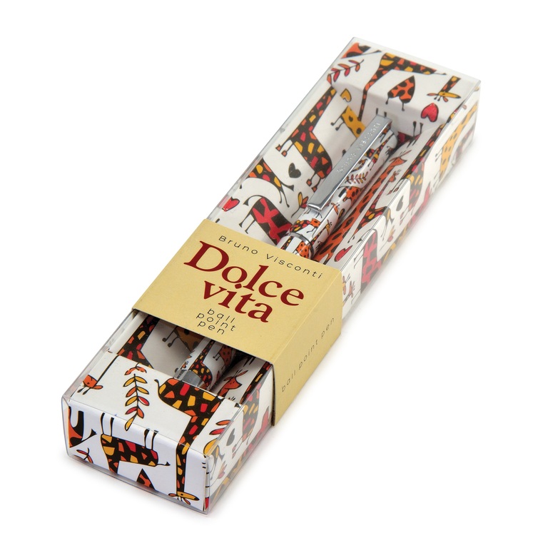 Ручка подарочная шариковая синяя BRUNO VISCONTI Dolce Vita Жирафы поворотный механизм, арт. 20-0252/06