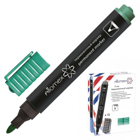 Маркер перманентный зеленый круглый 3мм ATTOMEX , арт. 5043503