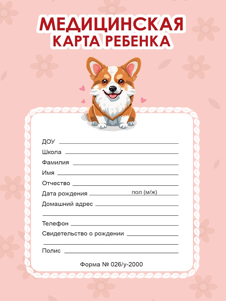 Медицинская карта История развития ребенка А4 16л мягкая обложка ПРОФ-ПРЕСС Корги, арт. 16-1849