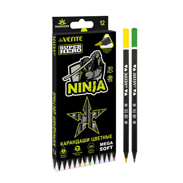 Карандаши цветные 12цветов deVENTE Trio Mega Soft SuperHero трехгранные, арт. 5022335