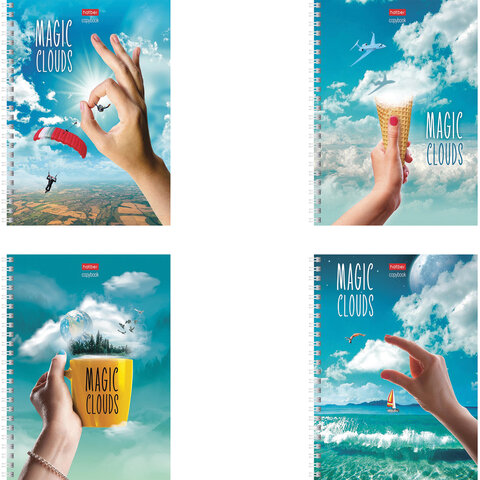 Тетрадь А5 48л клетка спираль ХАТБЕР Волшебные облака ассорти, арт.  48Т5лВ1гр