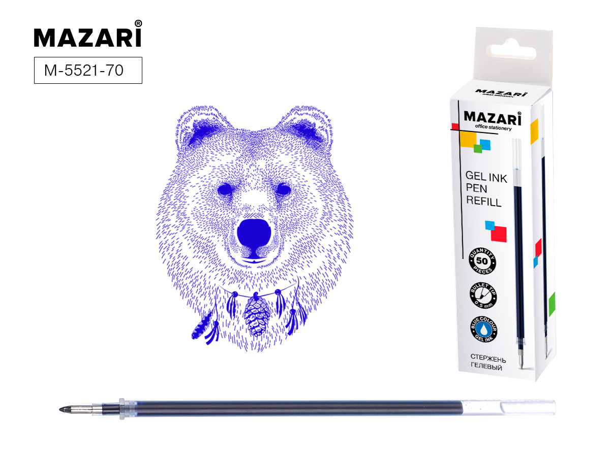 Стержень гелевый синий 130мм 0,5/0,5 MAZARI, арт. М-7902-70/М-5521-70