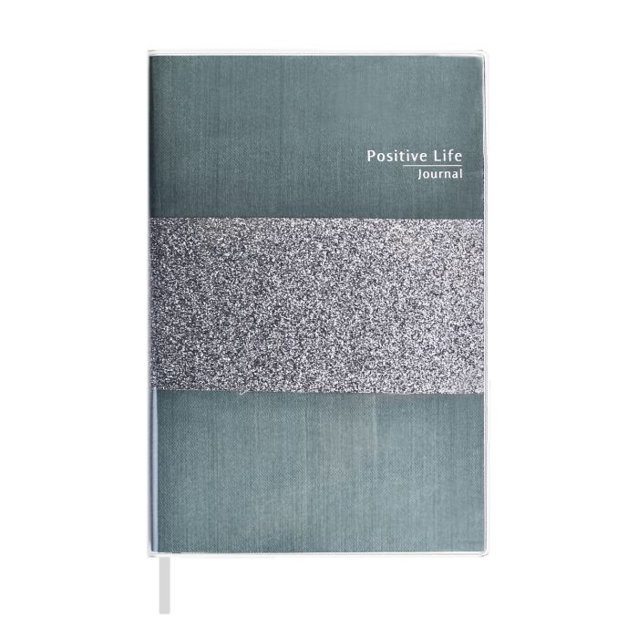 Зап книжка А6+ 96л лин ФЕНИКС Escalada Мысли позитивно мягкий переплет съемная обложка серебряная, арт. 52769