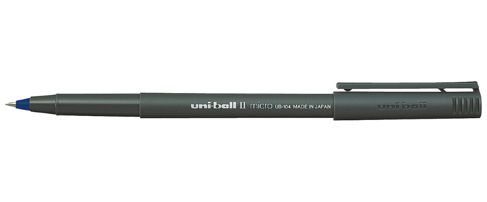 Ручка роллер синяя UNI-BALL II Micro UB-104 корпус серый , арт. UB-104/66253