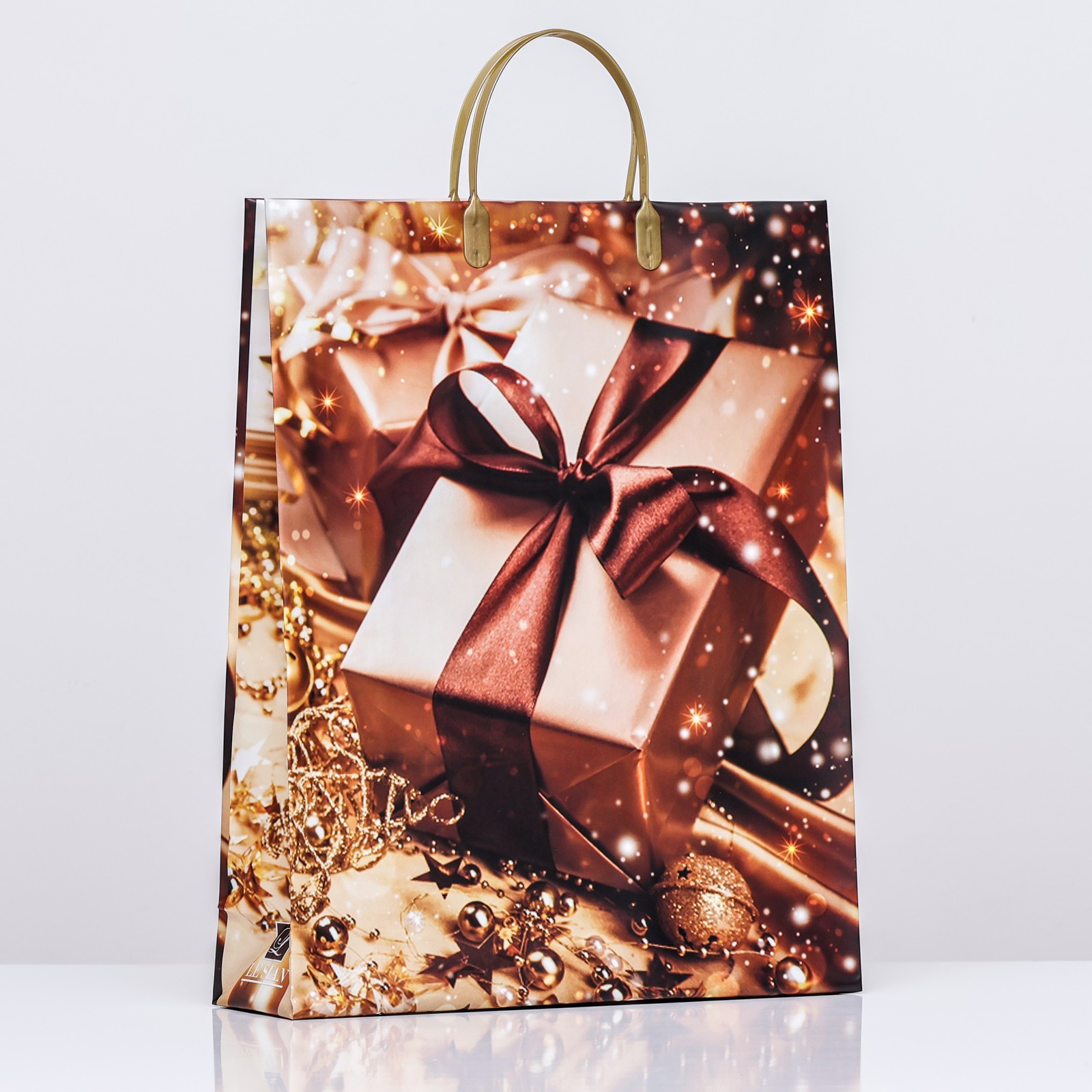 Пакет пластиковый пластиковые ручки 42*32 Новогодняя посылка, арт. 10101142