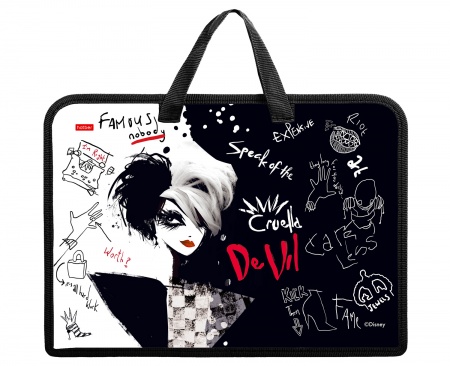 Папка для тетрадей А4 на молнии c ручками ХАТБЕР Круэлла, арт. AMn_26063