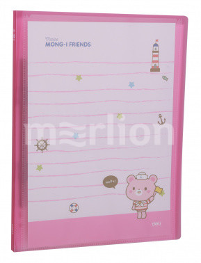 Папка с мультифорами 10стр DELI розовая +карман, арт. EB02842