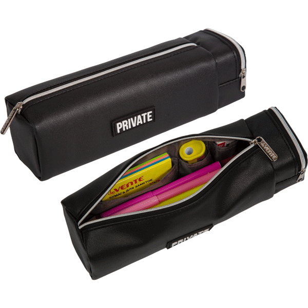 Пенал 1 отделение deVENTE Private искусственная кожа с карманом черный, арт. 7025360