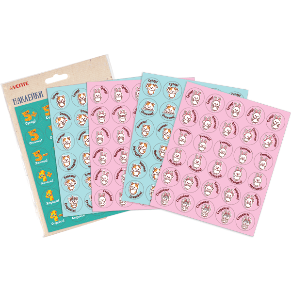 Наклейки deVENTE Оценки Животные 5листов/150шт ассорти, арт. 8002400