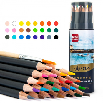 Карандаши цветные 24цвета DELI Arte Nuevo металлический тубус, арт. 68100