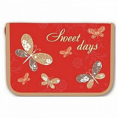 Пенал 1 отделение ФЕНИКС Золотые бабочки с откидной планкой, арт. 39960