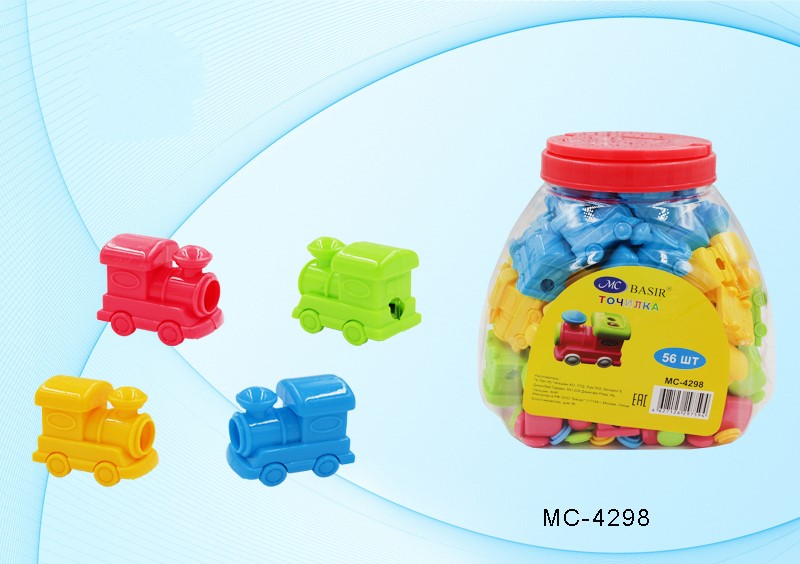 Точилка фигурная с контейнером MC BASIR Паровозик ассорти, арт. MC-4298