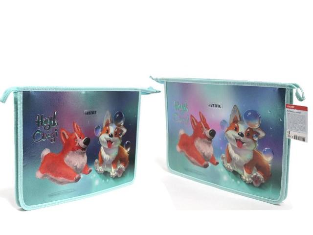 Папка для тетрадей А4 на молнии 1 отделение deVENTE Hey Corgi дно с расширением до 5см, арт. 8053303