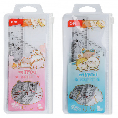 Геометрический набор малый 4 предмета 15см DELI MiYou ассорти, арт. EH657