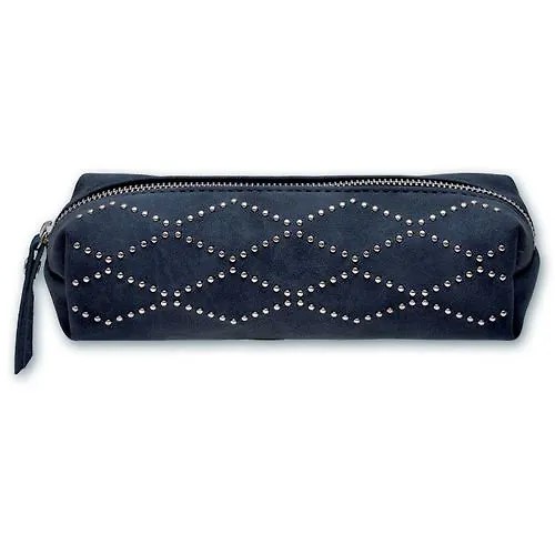 Пенал 1 отделение ФЕНИКС Синий искусственная кожа с заклепками, арт. 46090