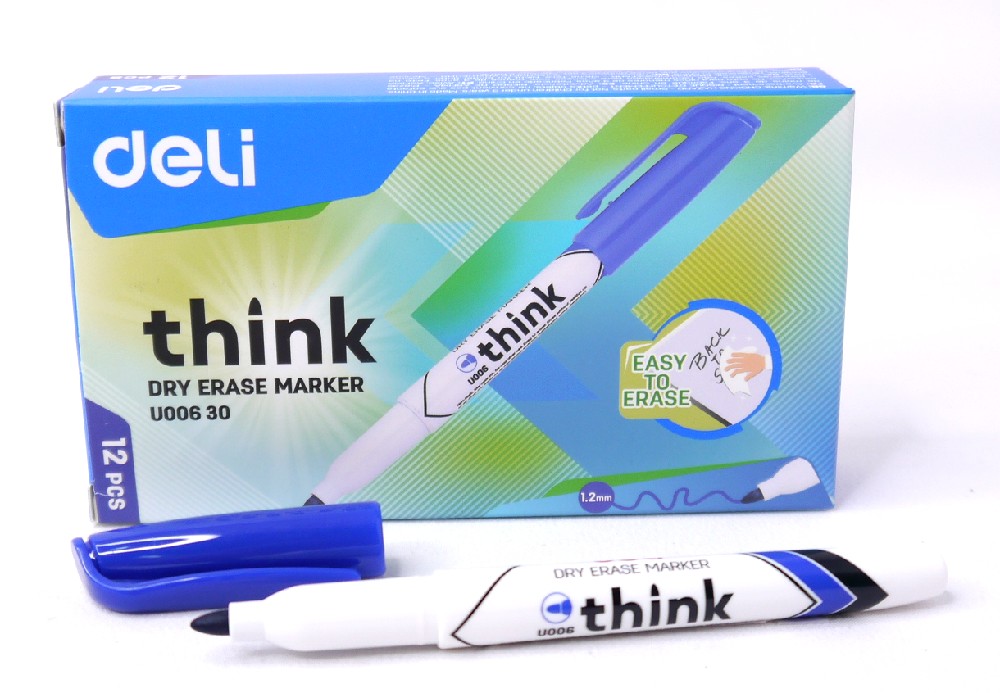 Маркер для доски синий круглый 1,2мм DELI Think, арт. EU00630
