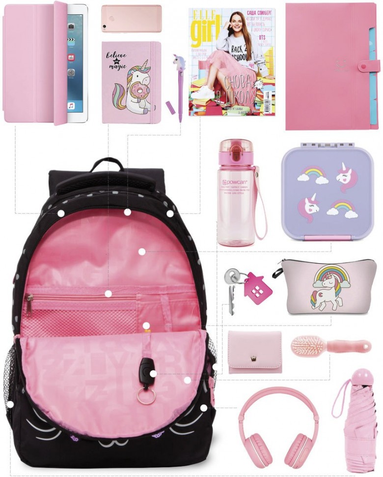 Рюкзак школьный GRIZZLY черный мягкий уплотненная спинка вентилируемые вставки, арт. RG-160-2/4