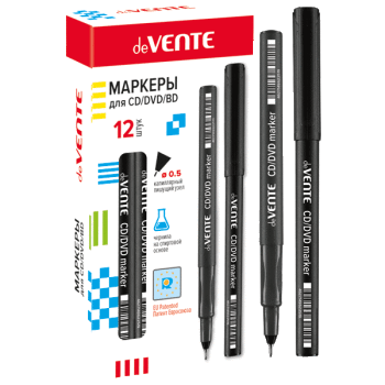 Маркер капиллярный для CD-DVD черный 0,5мм deVENTE , арт. 5041800