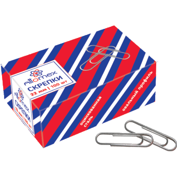 Скрепки канцелярские 22мм 100шт/уп оцинкованные ATTOMEX, арт. 4135800