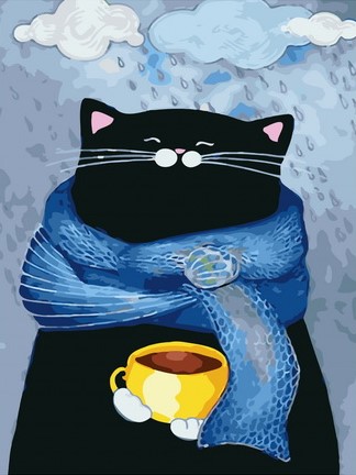 Картина по номерам с акриловыми красками 40*50 на подрамнике Осеннее настроение кота NN, арт. GX26580