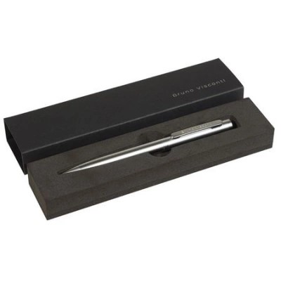 Ручка подарочная шариковая синяя BRUNO VISCONTI Firenze корпус серебряный поворотный механизм в футляре, арт. 20-0302/09