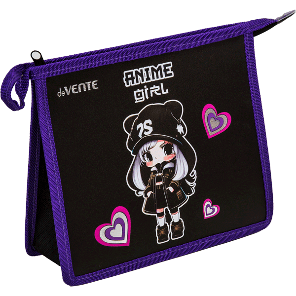 Папка для тетрадей А5 на молнии 1 отделение deVENTE Anime Girl дно с расширением до 10см, арт. 8056421