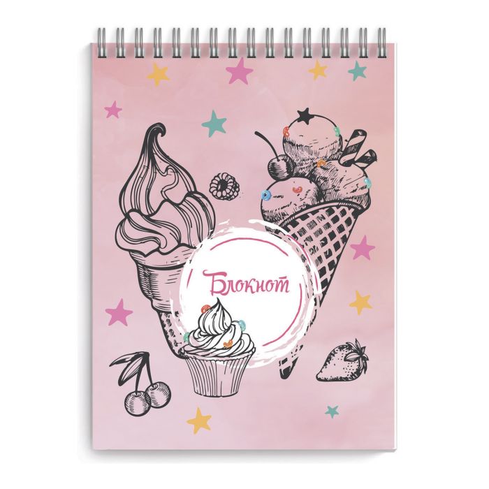 Блокнот А6 120л клетка спираль ФЕНИКС Сладкий десерт , арт. 52216