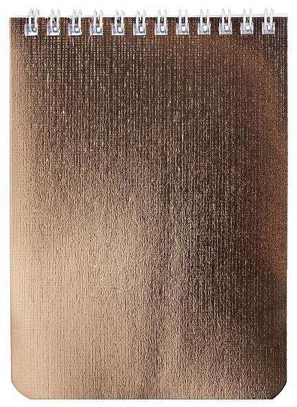 Блокнот А5 80л клетка спираль ХАТБЕР Бумвинил Metallic золото, арт. 80Б5бвВ1гр