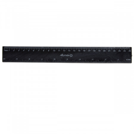 Линейка 25см пластиковая 2 шкалы ATTOMEX черная , арт. 5091302
