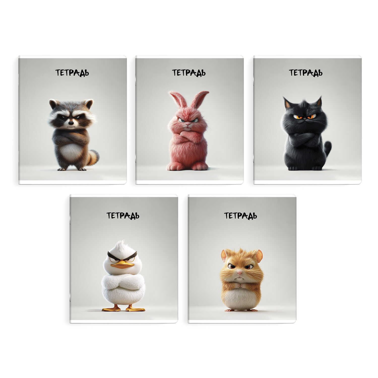 Тетрадь А5 48л клетка ФЕНИКС Сердитые звери ассорти, арт. 68552