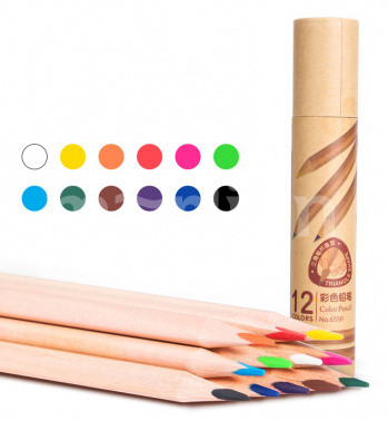 Карандаши цветные 12цветов DELI трехгранные картонный тубус, арт. 6550