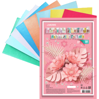 Картон цветной перламутровый А4 10цв 10л deVENTE, арт. 8114907