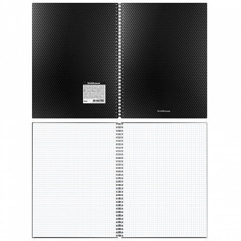 Тетрадь А4 80л клетка спираль ERICH KRAUSE Total Black пластиковая обложка, арт. 58555