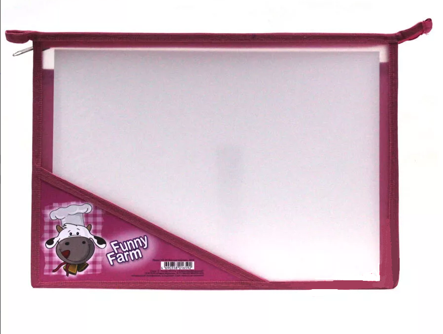 Папка для тетрадей А4 на молнии ОНИКС Веселая коровка, арт. ПТ-85