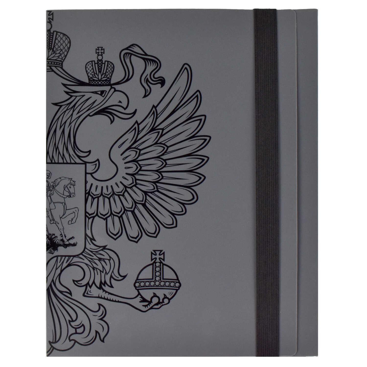 Папка на резинках А4 ФЕНИКС Герб серая, арт. 53242