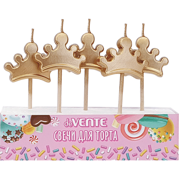 Свечи для торта 5шт deVENTE Золотые короны, арт. 9060928