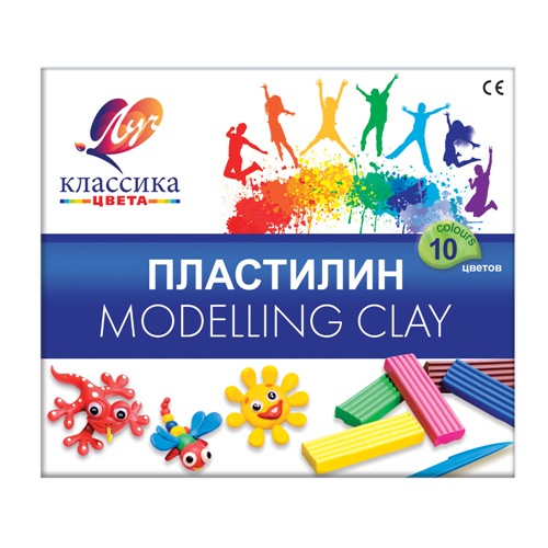 Пластилин 10цв 200гр ЛУЧ Классика со стеком, арт. 7С 304-08