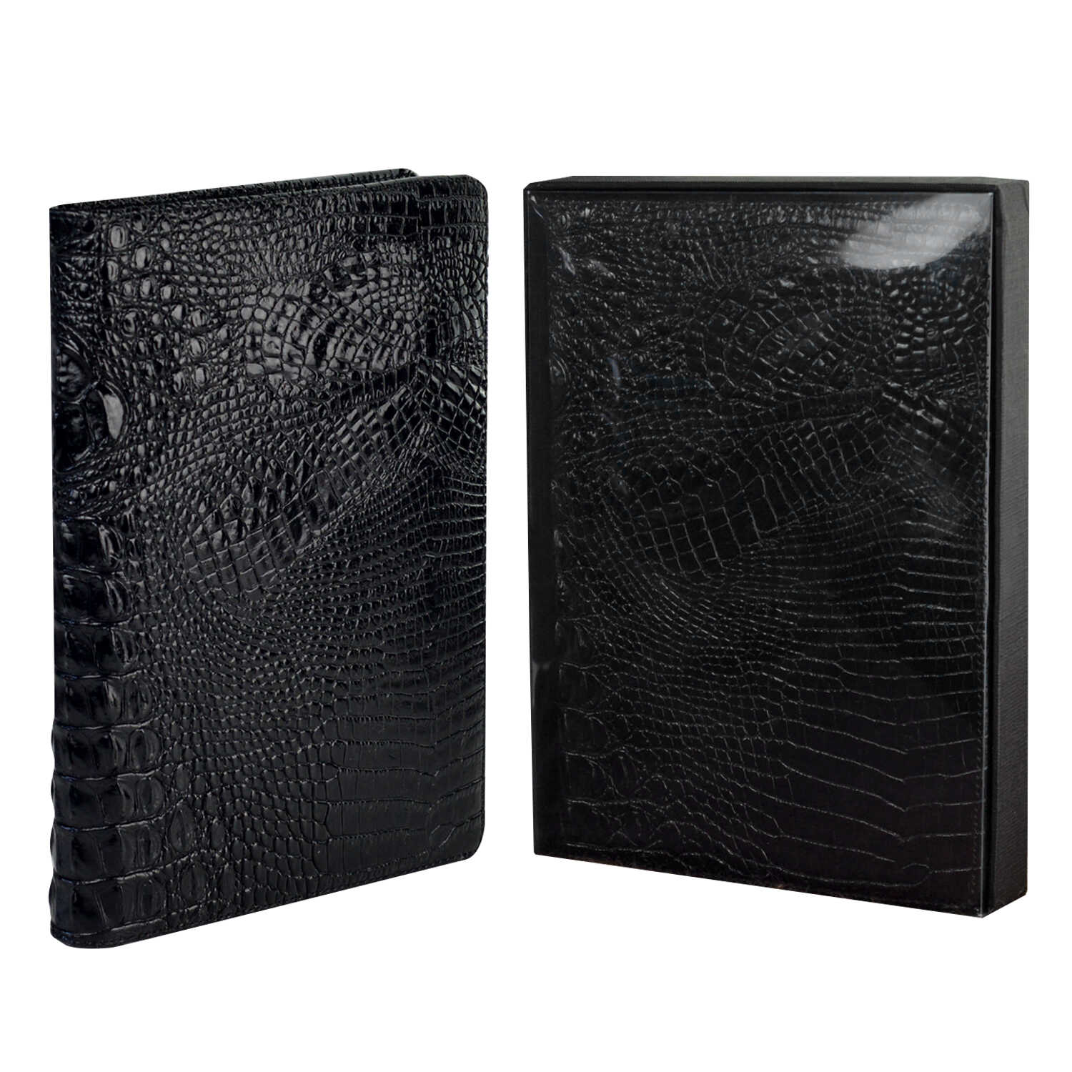 Ежедневник недатированный А5+ ФЕНИКС Escalada Аллигатор кремовый блок искусственная кожа чёрный срез черный, арт. 63932