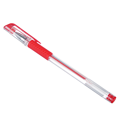 Ручка гелевая красная 0,5/0,5 CLIP STUDIO корпус прозрачный с резиновым держателем, арт. 614-005