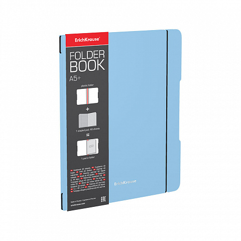 Тетрадь А5 48л клетка ERICH KRAUSE FolderBook Pastel съемная пластиковая обложка на резинке голубая, арт. 51394
